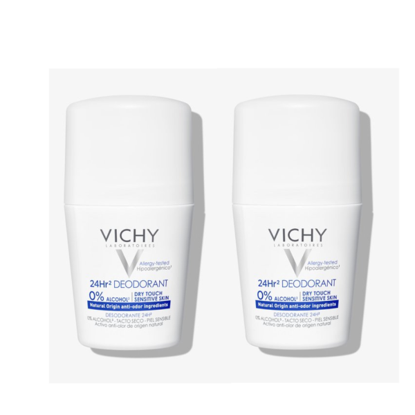 Vichy Desodorizante 24H Toque Seco Roll-On 50mlx2 -50% 2ª Unidade